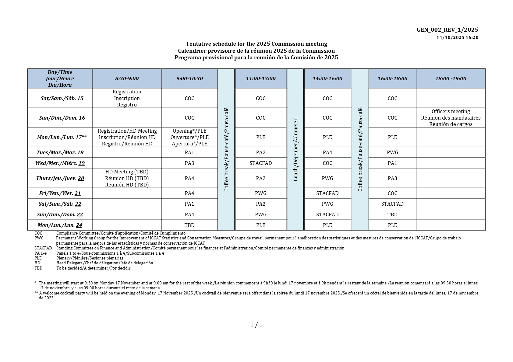Timetable
