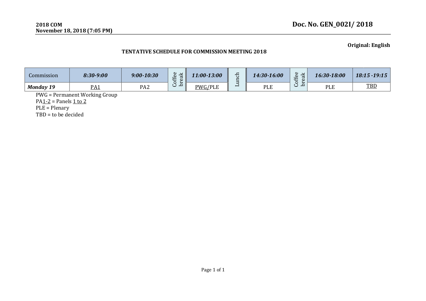 Timetable