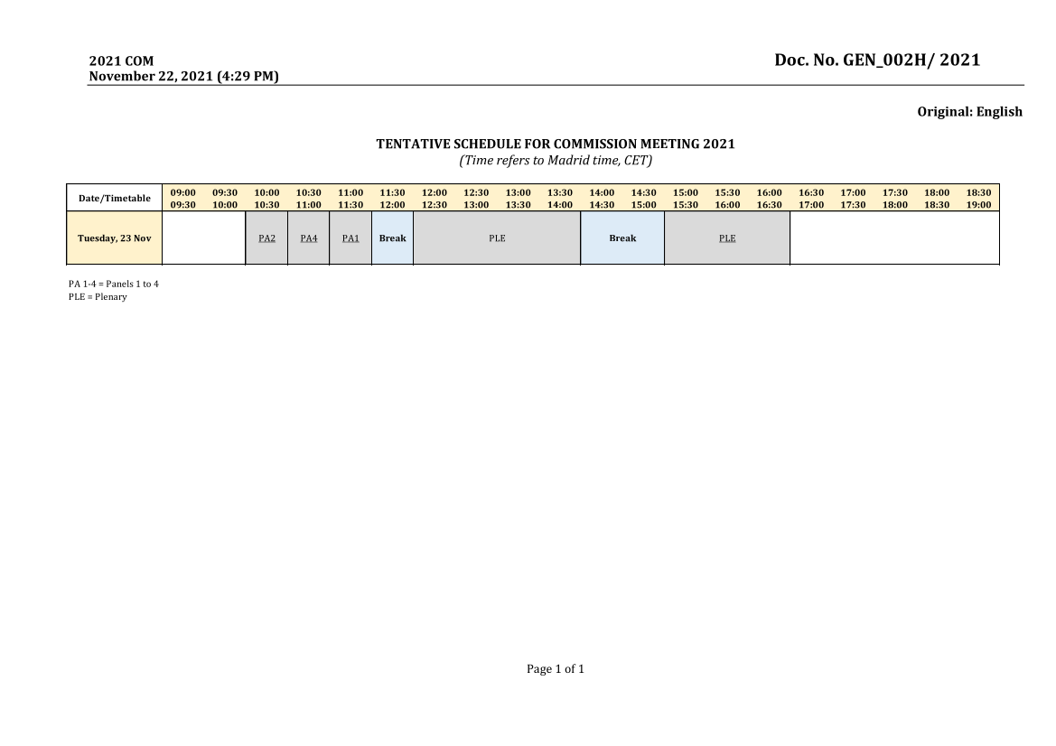 Timetable